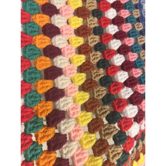 Crochet Handmade Afghan Lap Throw Baby Blanket Vintage Granny Square 36x36 - Picture 2 of 8
